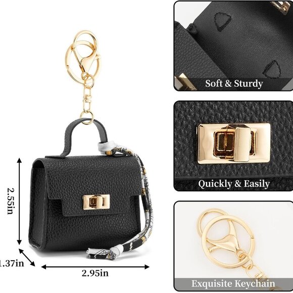 Mini Backpack Keychain for Women,Small Change Pouch Coin Purse Twist-lock with K - Picture 3 of 5